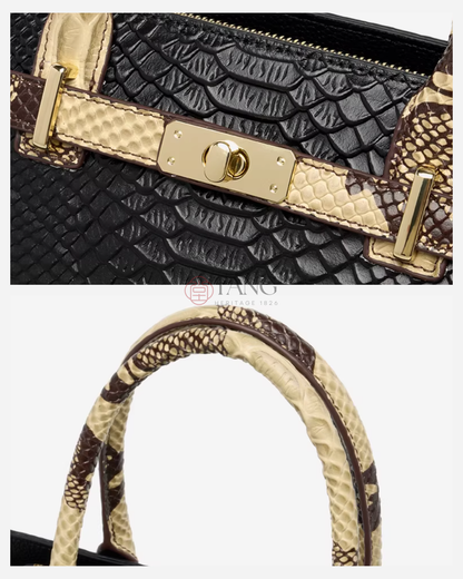 Tang Red 27 Onyx-Sand Python-Embossed Tote