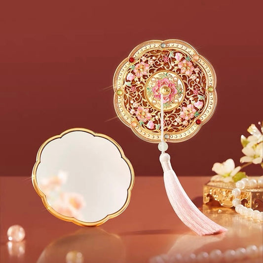 Golden Peony Treasure Pocket Mirror