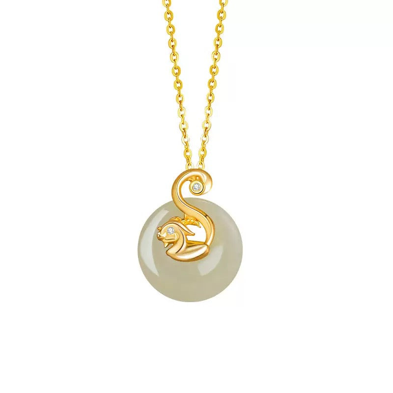 Fire Goat 2027 Jade Peace Buckle Necklace