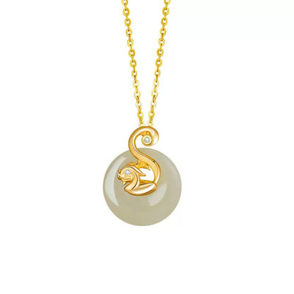 Fire Goat 2027 Jade Peace Buckle Necklace