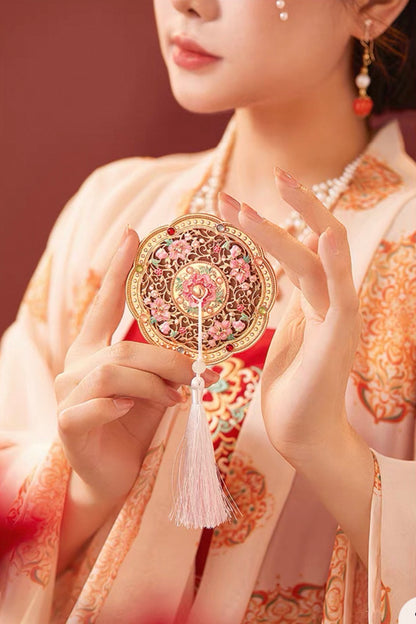 Golden Peony Treasure Pocket Mirror