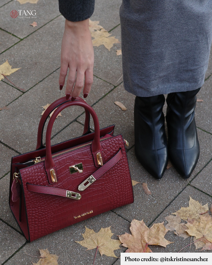 Tang Red 27 Scarlet Crocodile-Embossed Tote