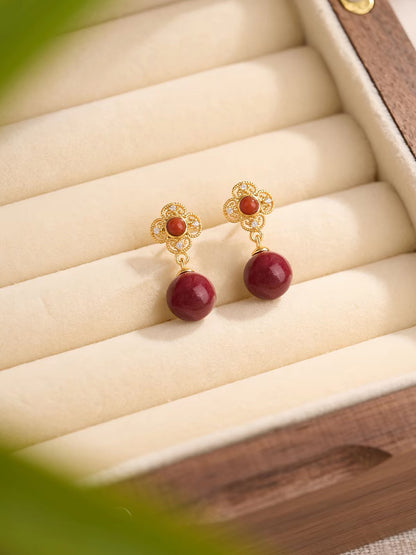 Rosalind Cinnabar Clover Stud Earrings
