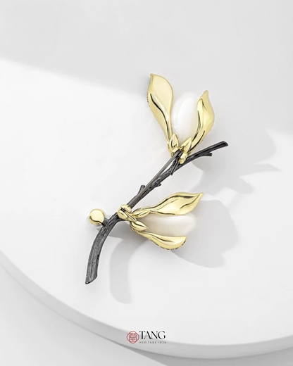 Twin Magnolia Brooch