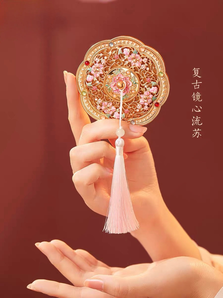 Golden Peony Treasure Pocket Mirror