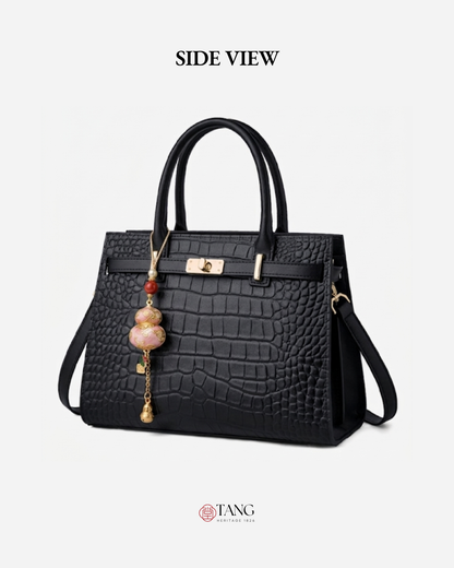 Tang Red 27 Obsidian Crocodile-Embossed Tote