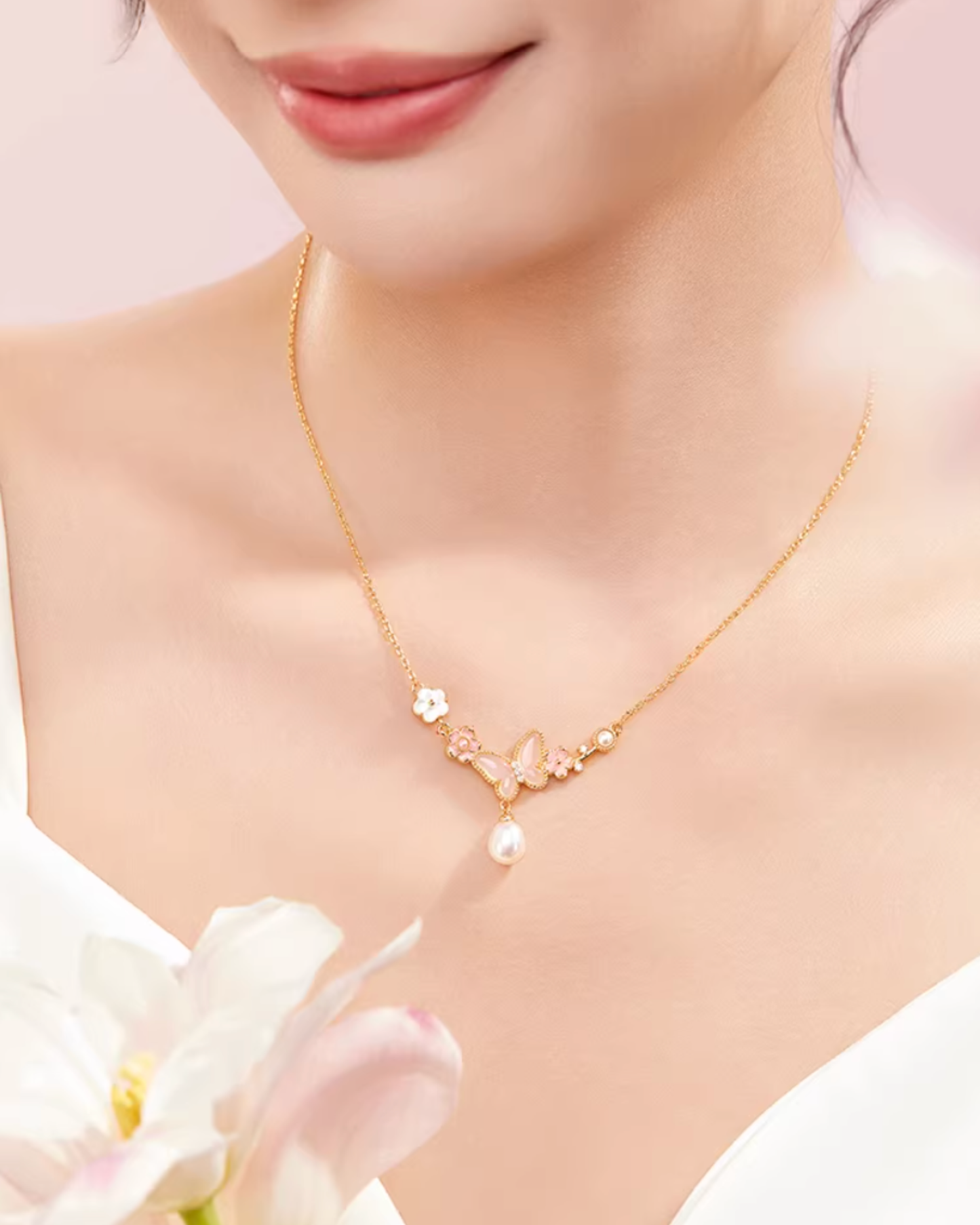Butterfly Bloom Pearl Jewellery Set