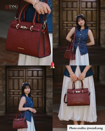 Tang Red 27 Scarlet Crocodile-Embossed Tote