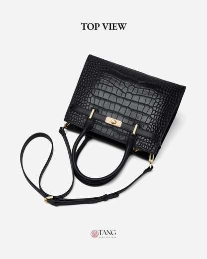Tang Red 27 Obsidian Crocodile-Embossed Tote