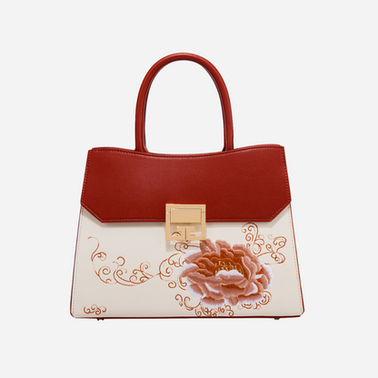 Tang Red 29 Embroidered Peony Tote