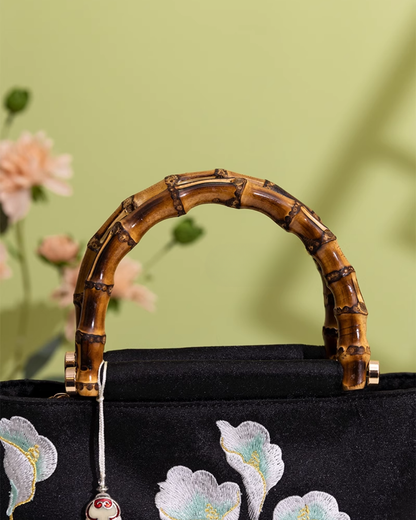 Tang Bloom Calla Lily Bamboo-Handle Bag
