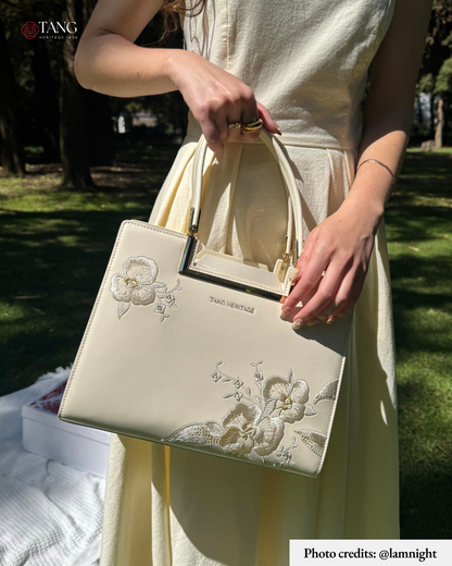 Tang Red 28 Embroidered Orchid Tote