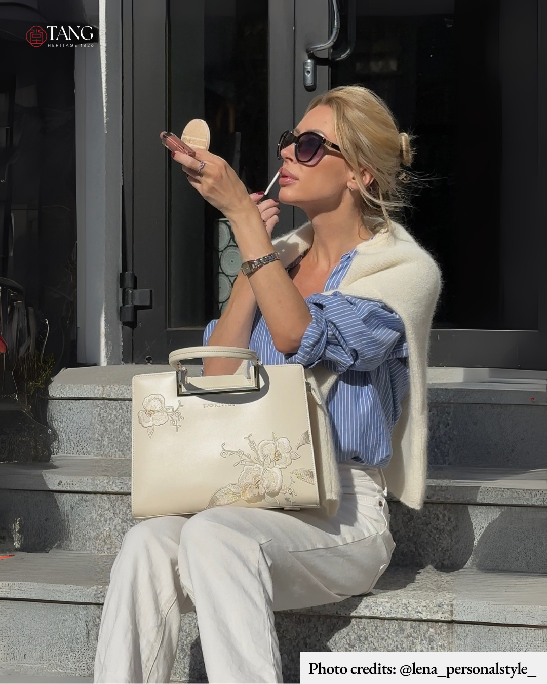 Tang Red 28 Embroidered Orchid Tote