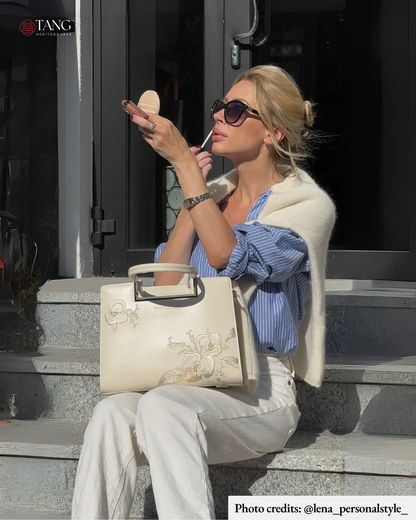 Tang Red 28 Embroidered Orchid Tote