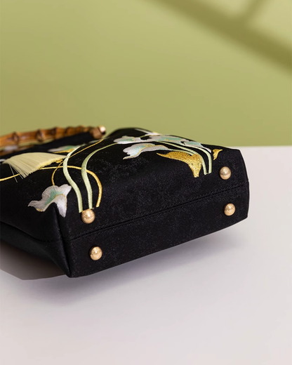 Tang Bloom Calla Lily Bamboo-Handle Bag