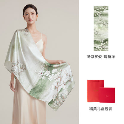 Blossom Array Printed Mulberry Silk Scarf