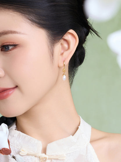 Ruelle Jade and Pearl Drop Earrings