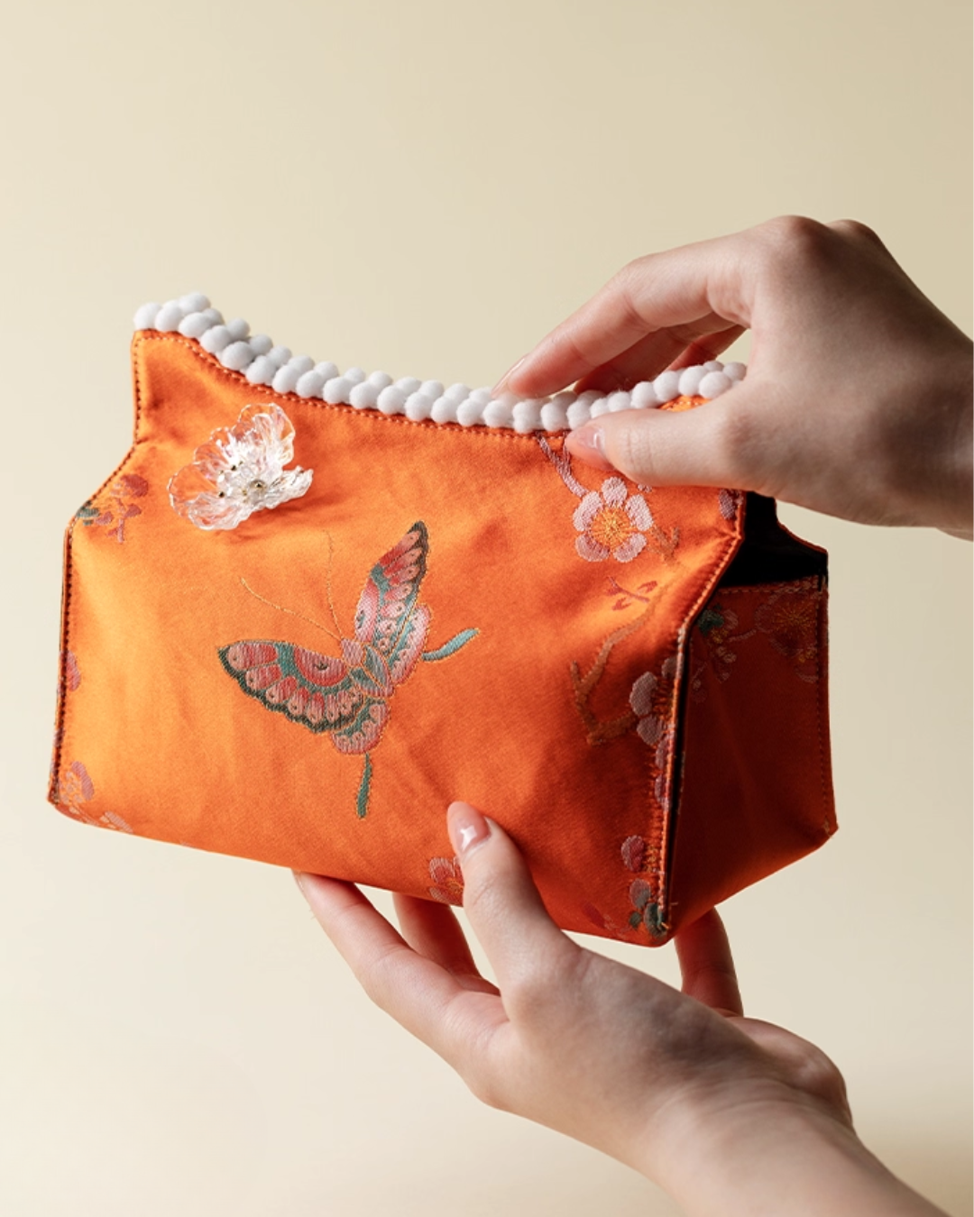Chrysanthemum Butterfly Brocade Tissue Box
