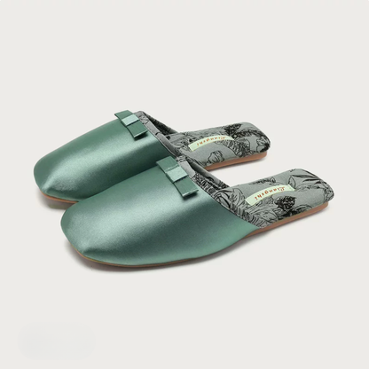 Peony Garden Satin Women Silk Indoor Slippers