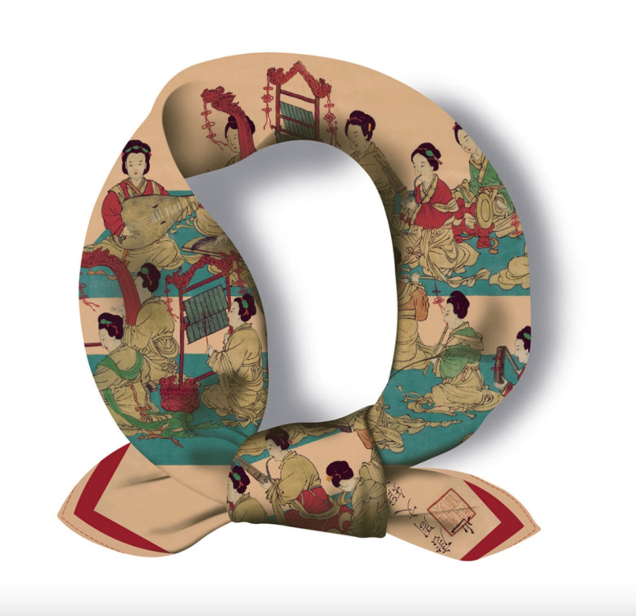 "Scene of Harmonious Music" Heritage Artwork Silk Scarf