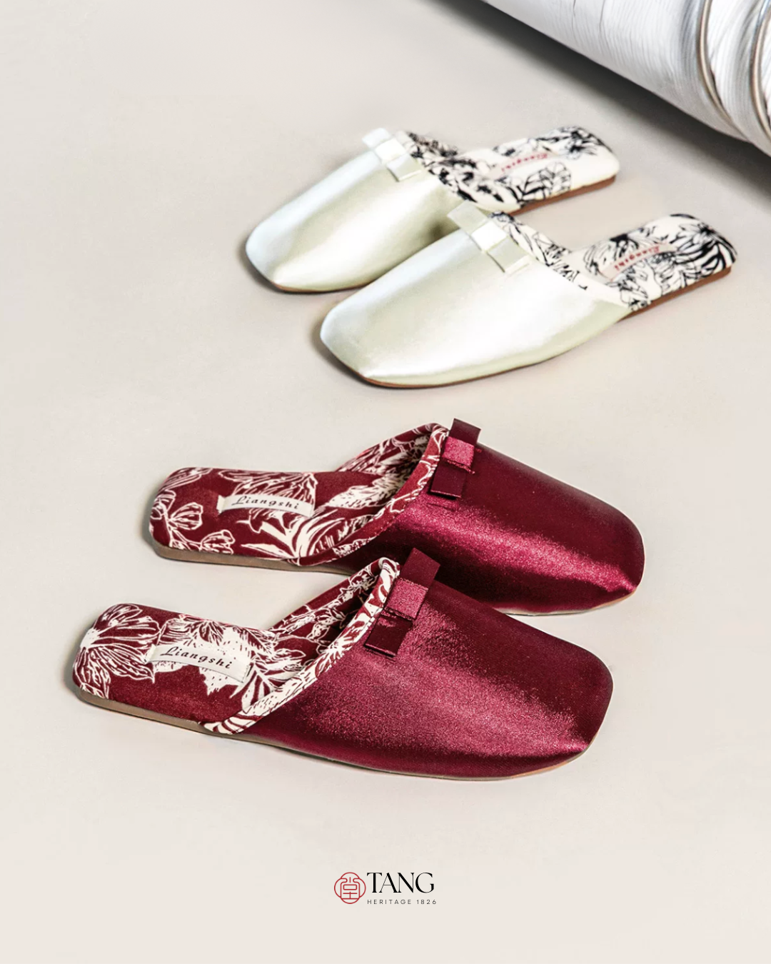 Peony Garden Satin Women Silk Indoor Slippers