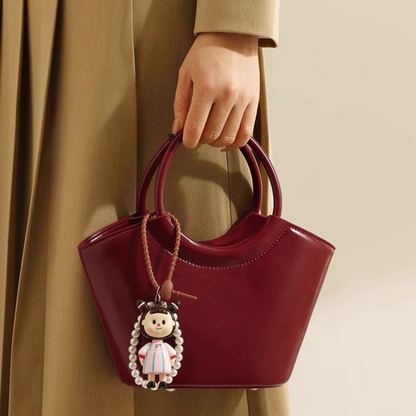 Tang Red 25 Glazed Scarlet Bucket Bag