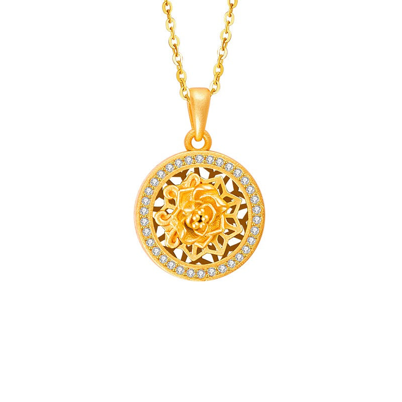 Twelve Flower Goddesses Spinning Medallion Necklace