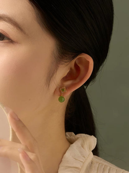 Verna Jade Clover Drop Earrings