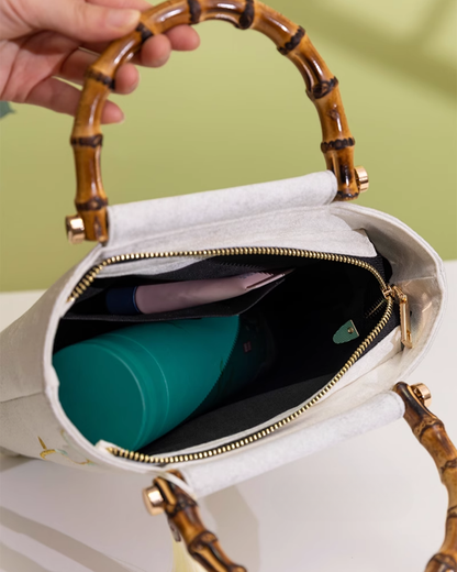 Tang Bloom Calla Lily Bamboo-Handle Bag