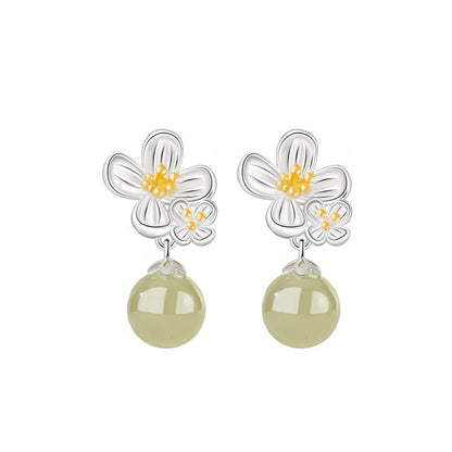 Twelve Flower Goddesses Hetian Jade Drop Earrings