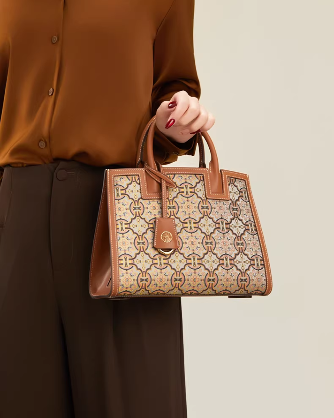 Tang Red 27 Ruyi Peony Song Brocade Tote