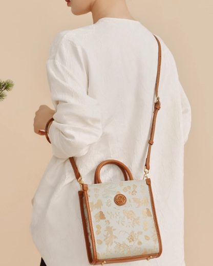 Tang Red 26 Gold Song Brocade Messenger Bag
