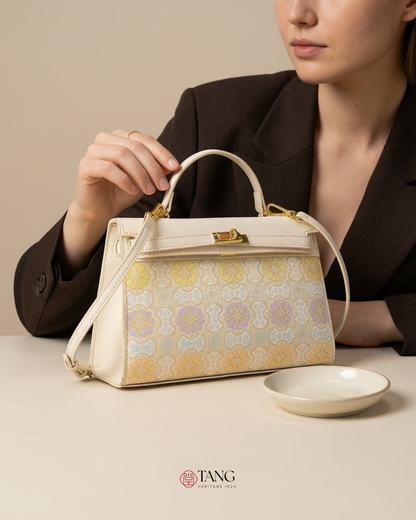 Tang Red 25 Ruyi Peony Song Brocade Top-Handle Bag