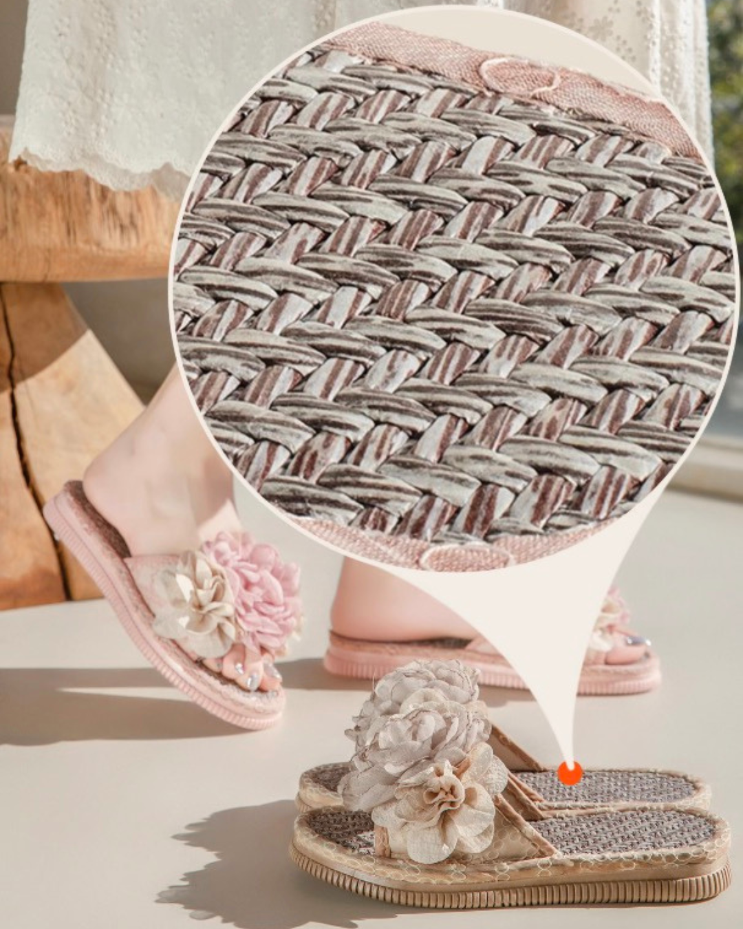 Blossom Tread Petal-Laced Indoor Slippers