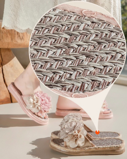 Blossom Tread Petal-Laced Indoor Slippers