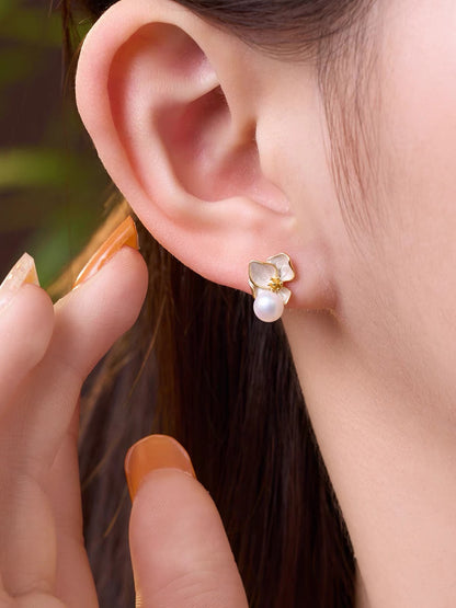 Odette Mother-of-Pearl Orchid Stud Earrings
