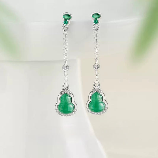 Mountain Mist African Jade Fortune Gourd Earrings