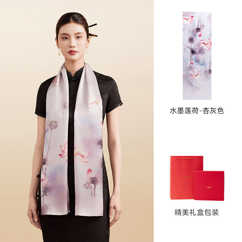 Blossom Array Printed Mulberry Silk Scarf