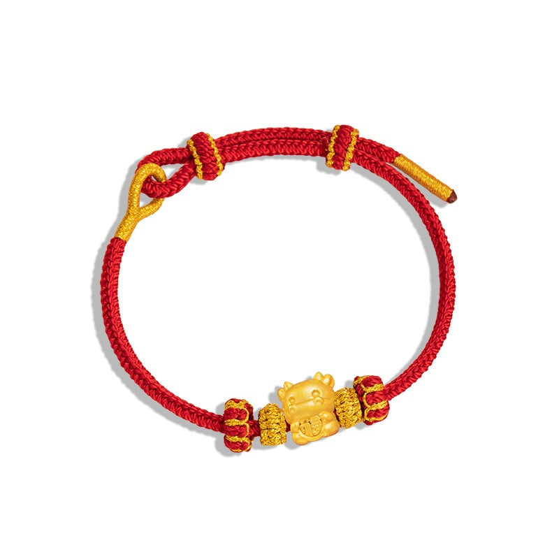 Fire Goat 2027 Zodiac Fortune Bead Red Cord Bracelet