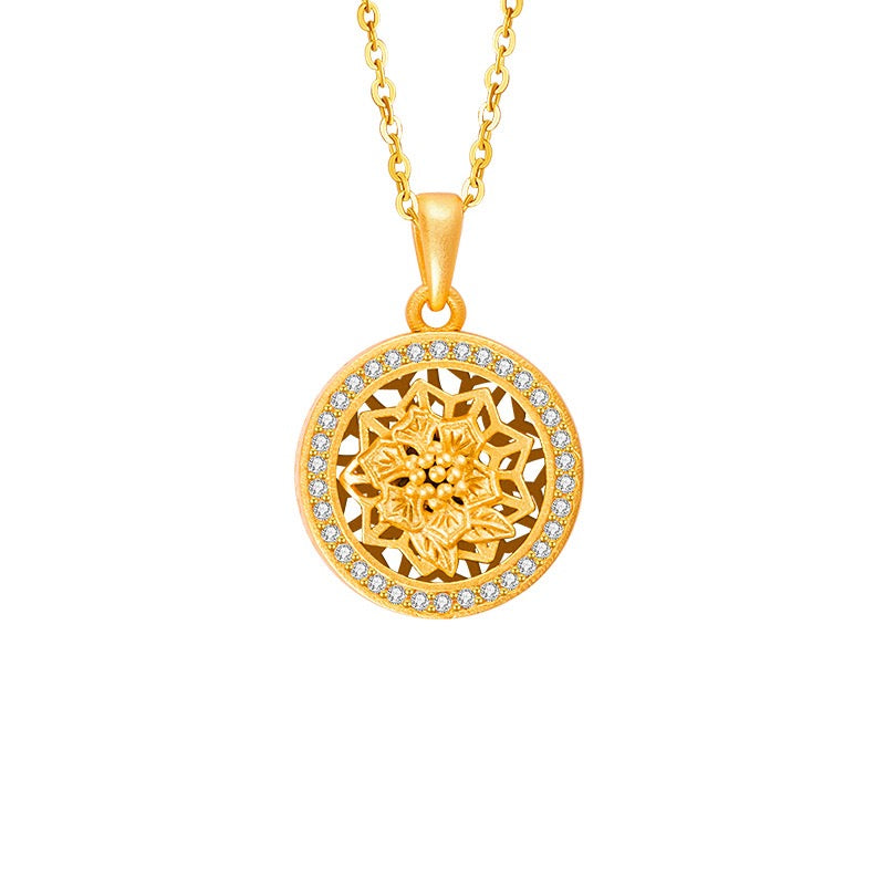 Twelve Flower Goddesses Spinning Medallion Necklace