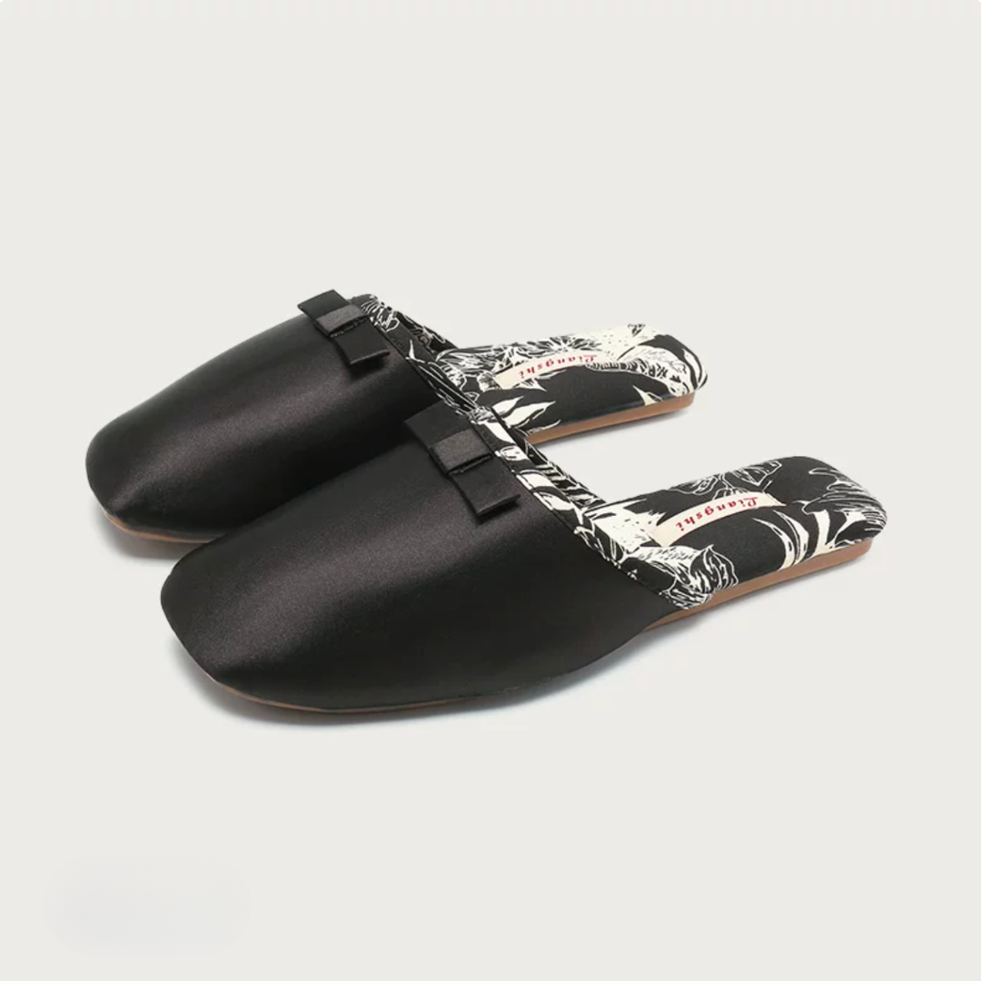 Peony Garden Satin Women Silk Indoor Slippers