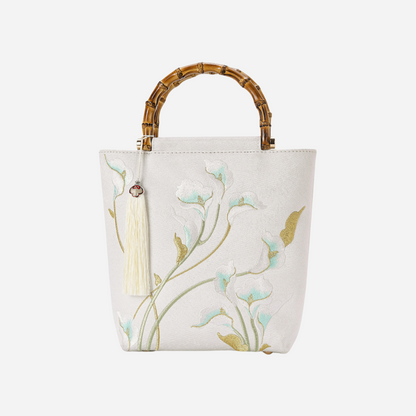 Tang Bloom Calla Lily Bamboo-Handle Bag