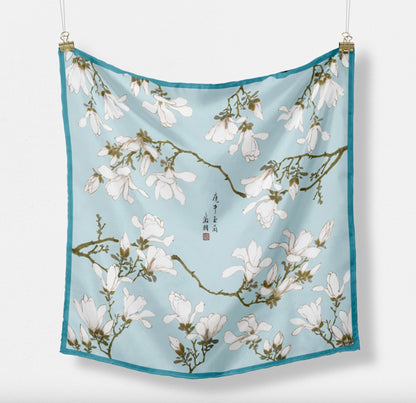 "White Magnolia" Heritage Artwork Silk Scarf