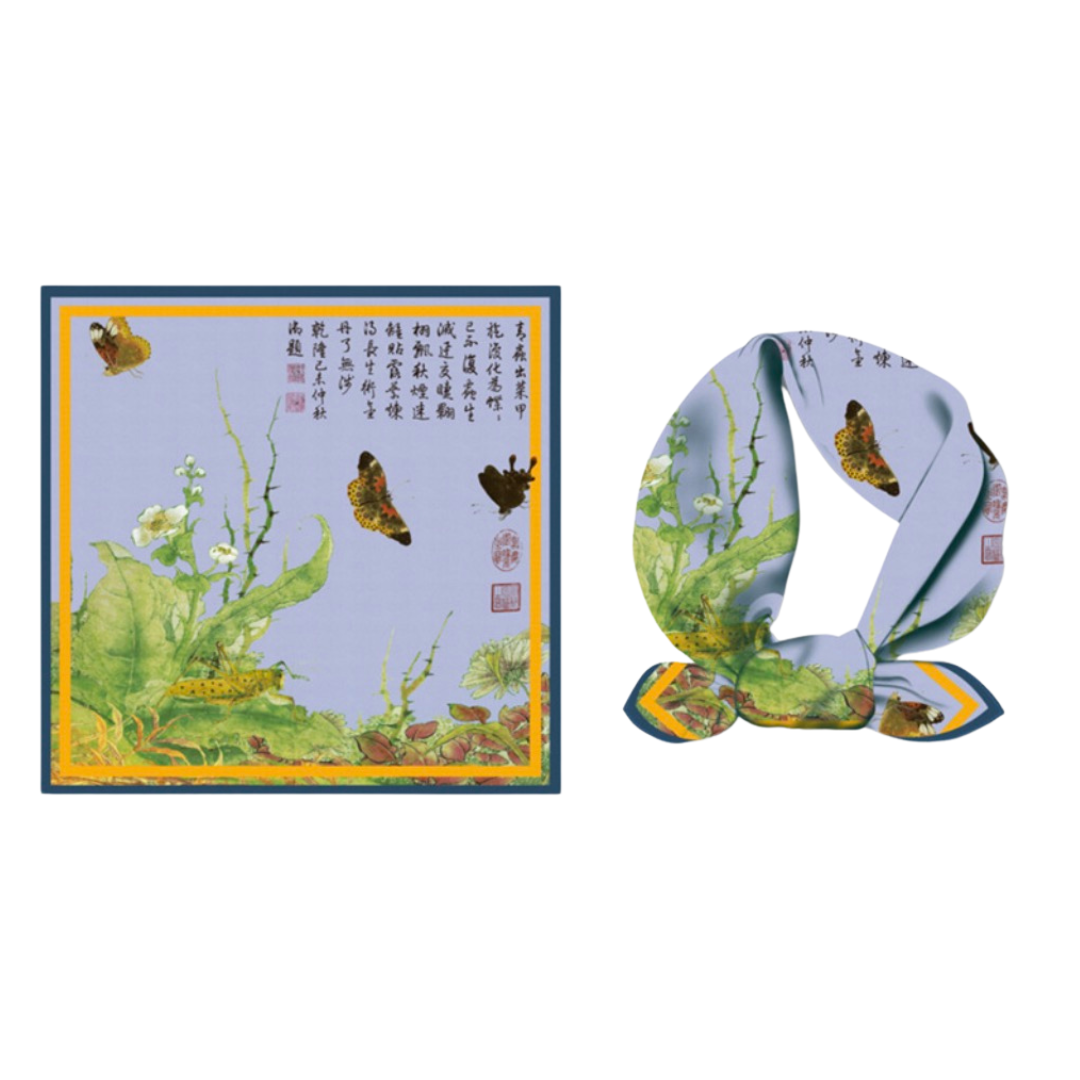 "Butterfly Sketches" Heritage Artwork Silk Scarf