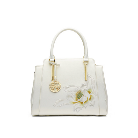 Lotus Poetry Satchel Tote Bag