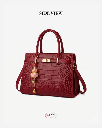 Tang Red 27 Scarlet Crocodile-Embossed Tote