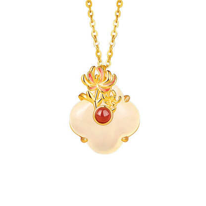 Twelve Flower Goddesses Jade & Agate Necklace