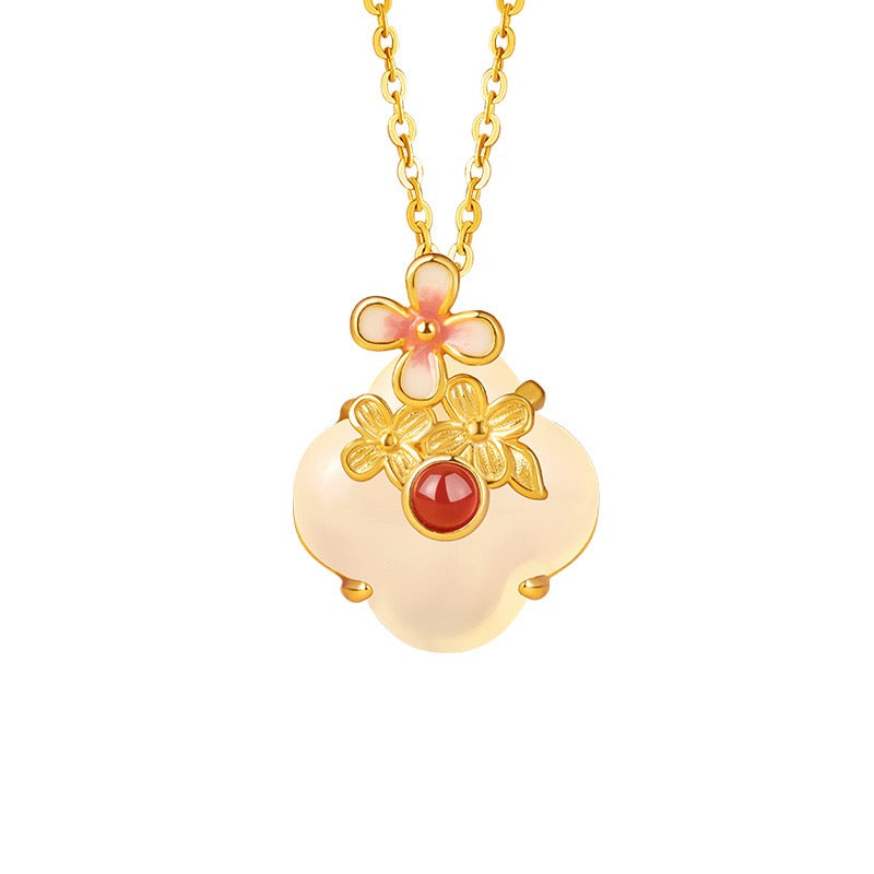 Twelve Flower Goddesses Jade & Agate Necklace