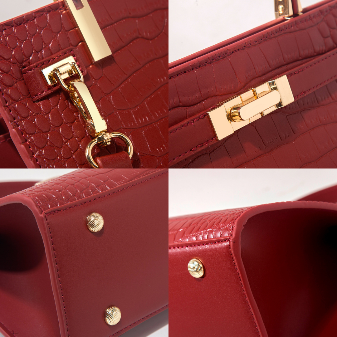 Tang Red 27 Scarlet Crocodile-Embossed Tote