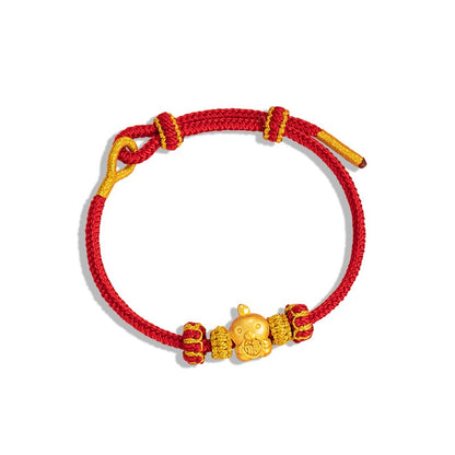 Fire Goat 2027 Zodiac Fortune Bead Red Cord Bracelet